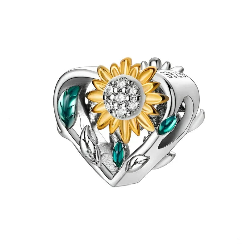 Sunflower Heart Charm