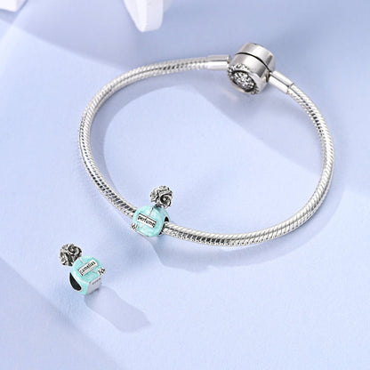Silver Blue Glaze Perfume Bottle Charm
