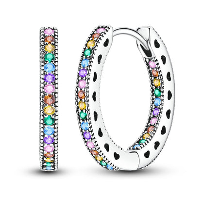 Medium Double Inlaid Colorful Zirconium Earrings