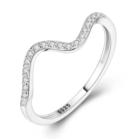 Curved White Zirconium Ring