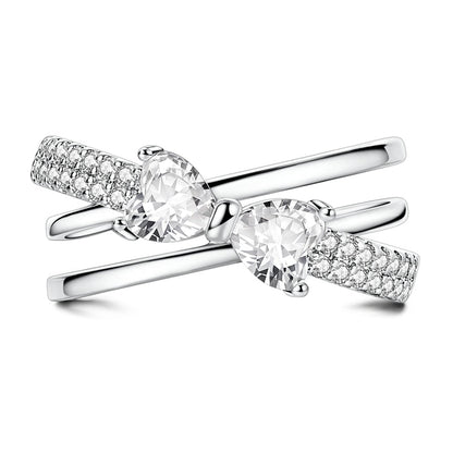 Bowknot Pave Multi-Ring Cross Wide Ring